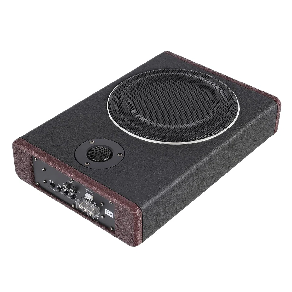Subwoofer attivo per auto da 8 pollici con Bluetooth, ultra sottile sotto il sedile, potenza massima 600 W, solo 7,5 cm di spessore, amplificatore integrato per auto e camion, nero