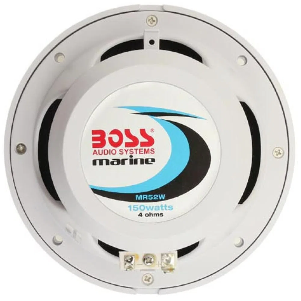 KIT SET PER BOSS AUDIO SYSTEMS MR52W 2 altoparlanti marini bianchi 2 vie 5,25" 13 cm 130 mm, 75 watt rms 150 watt max, impermeabili, mare, piscina, barca, hotel, a coppia + accessori omaggio