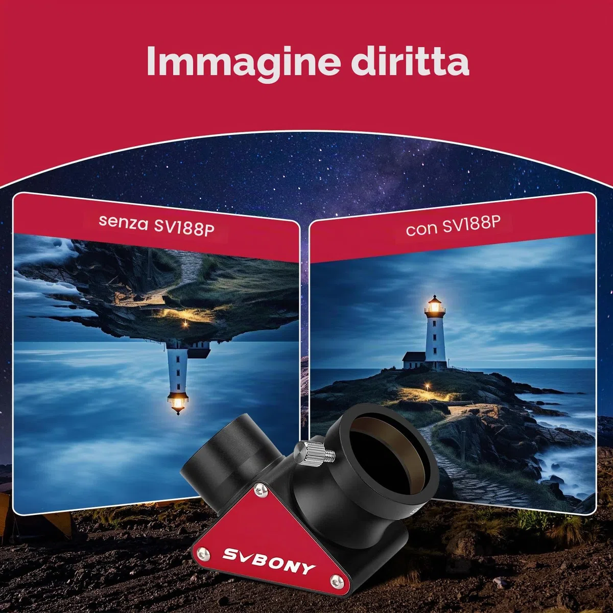Svbony SV188P Diagonale Dielettrico, 99% di Riflettività Specchio Dielettrico, 1.25 Pollici 90 Gradi Diagonale Telescopio, Accessori per Telescopio per il Pianetario Profondo Cielo Visivo