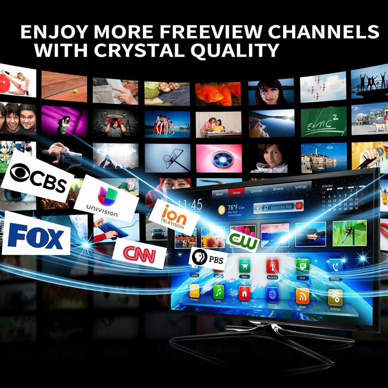620+KM Antenna TV Interna Amplificata Potente, 2026 più recente Antenna TV Portatile con Amplificatore di Segnale per TVs 4K 1080P HDTV e VHF UHF-10M Cavo Coassiale Antena DVB