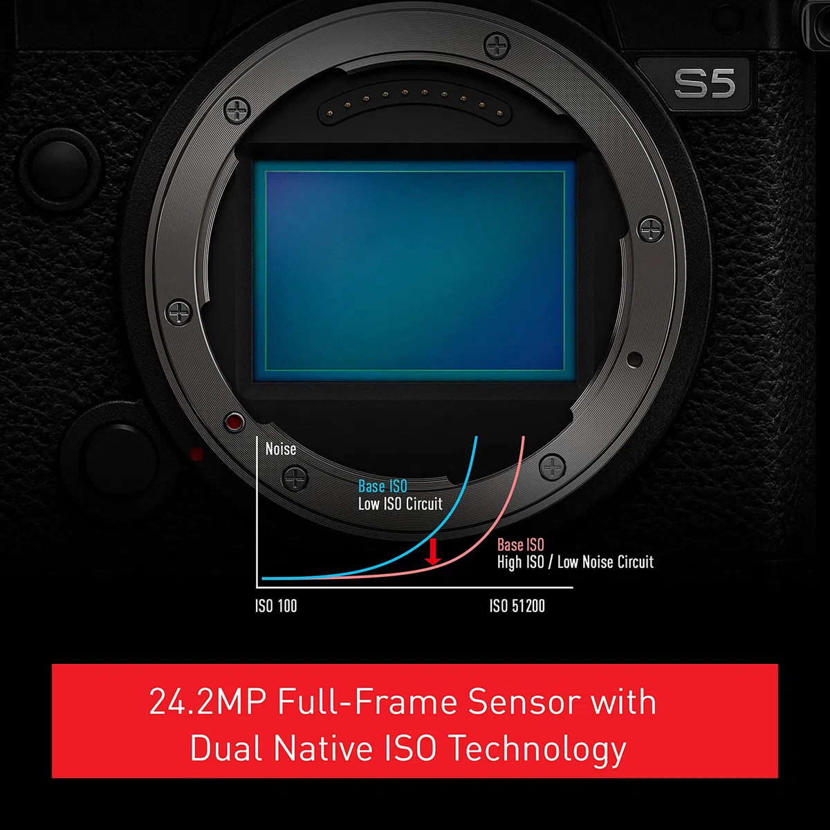 Panasonic Lumix DC-S5KE-K Full Frame Mirrorless Macchina Fotografica, Sensore CMOS 24.2MP ISO Dual Native, Dual Image Stabilizer 5 Assi,Video 10bit 60/50p,Incluso Obiettivo Lumix S5, Con Lente 20-60mm