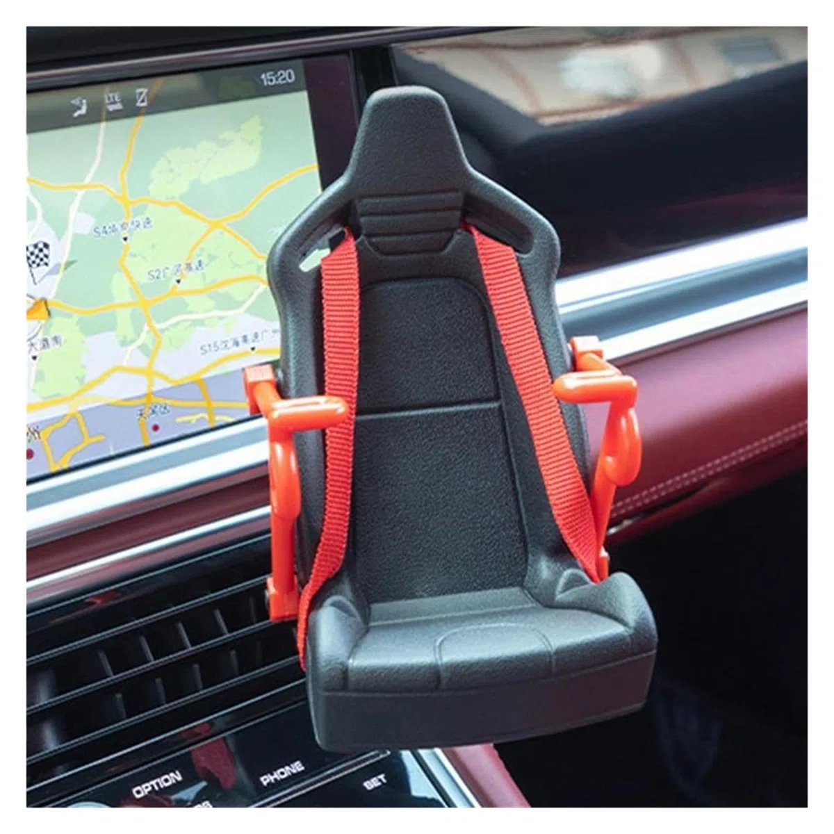 Supporto for Auto Adatto a Tutti Gli Smartphone, Supporto for Telefono da Sedile Corsa, for bocchette dell'Aria, con Cintura di Sicurezza, Super Stabile, autobloccante(Yellow)