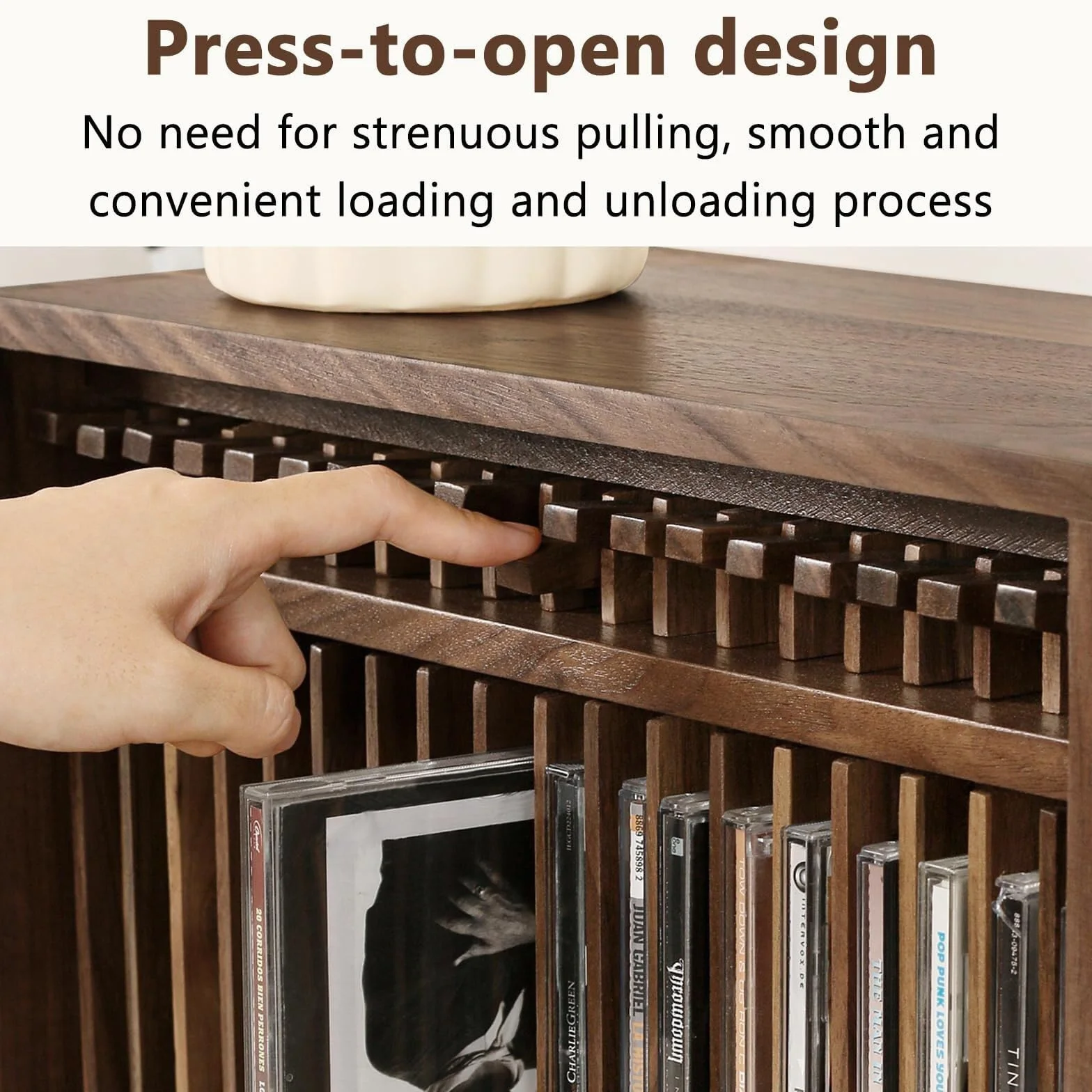 Scaffale in legno per CD, organizer vintage per DVD, può contenere 19 custodie standard per CD, scaffale da scrivania, struttura a coda di rondine, per casa o ufficio