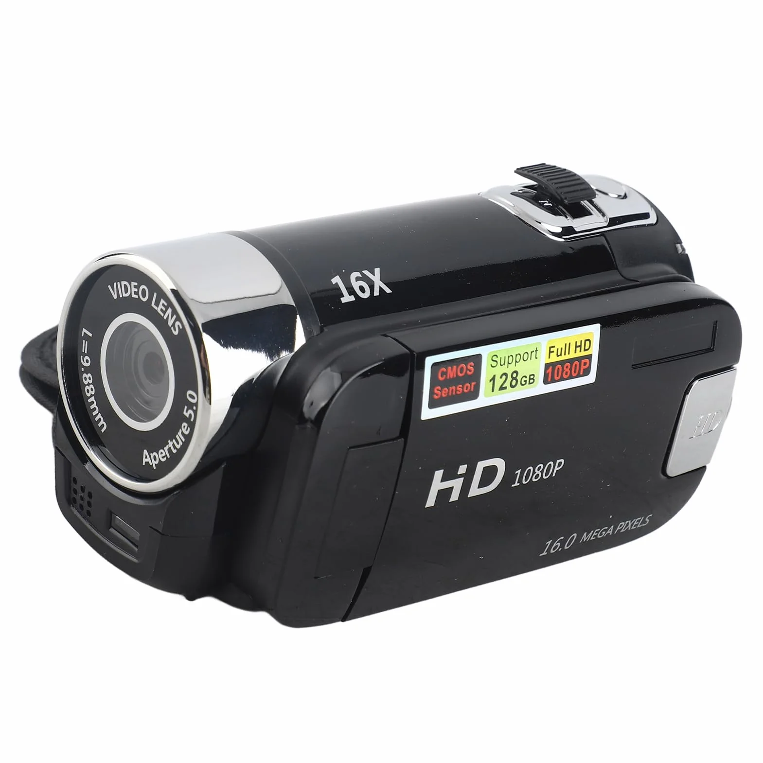 Videocamera Digitale Portatile Full HD 16X Ad Alta Definizione, Mini DV con Rotazione di 270 Gradi (BLACK)