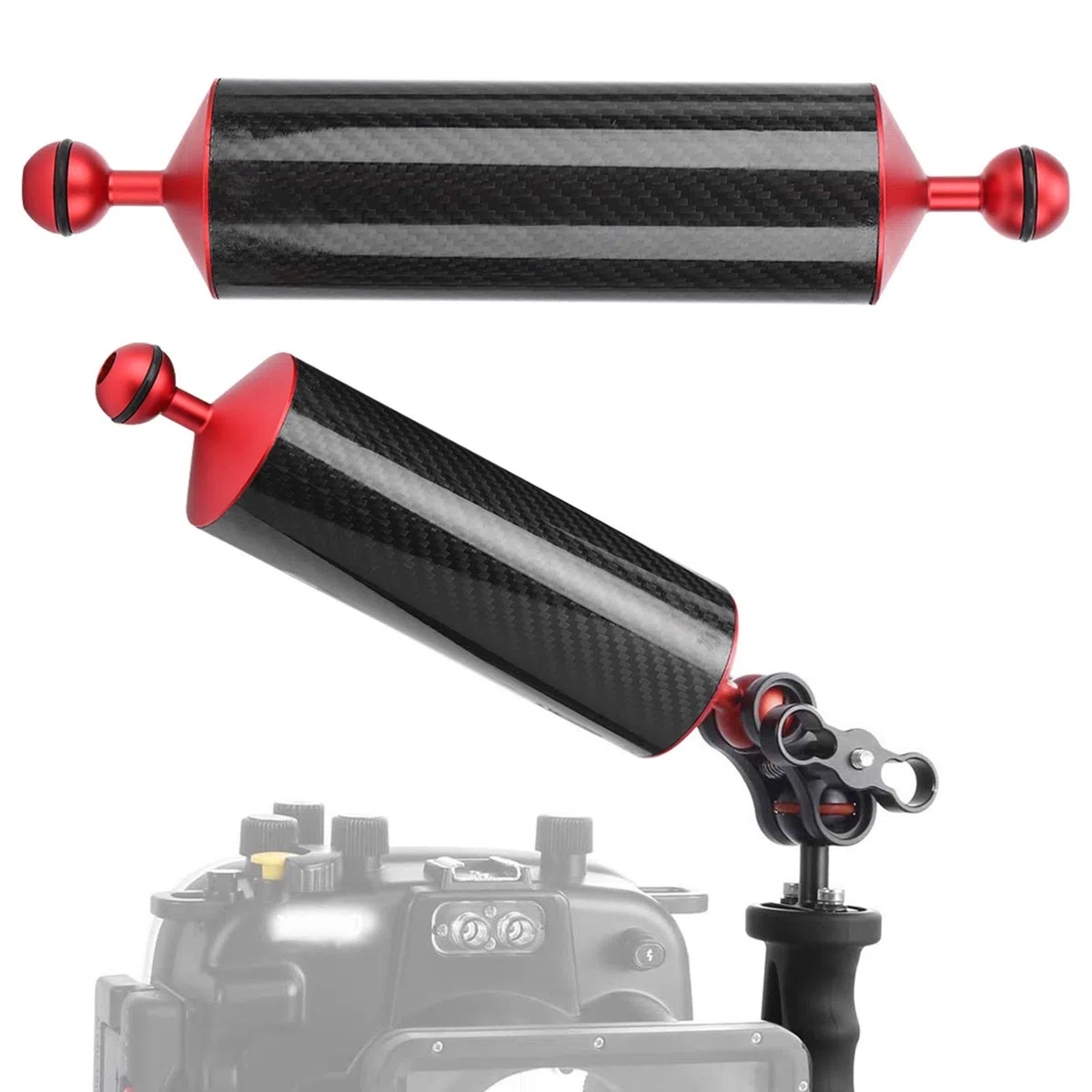 Braccio Galleggiante per Immersione, Braccio Galleggiante Subacqueo Braccio Galleggiante in Fibra di Carbonio Fotografia Subacquea Estendere L'accessorio per Le Riprese Subacquee(8inch)