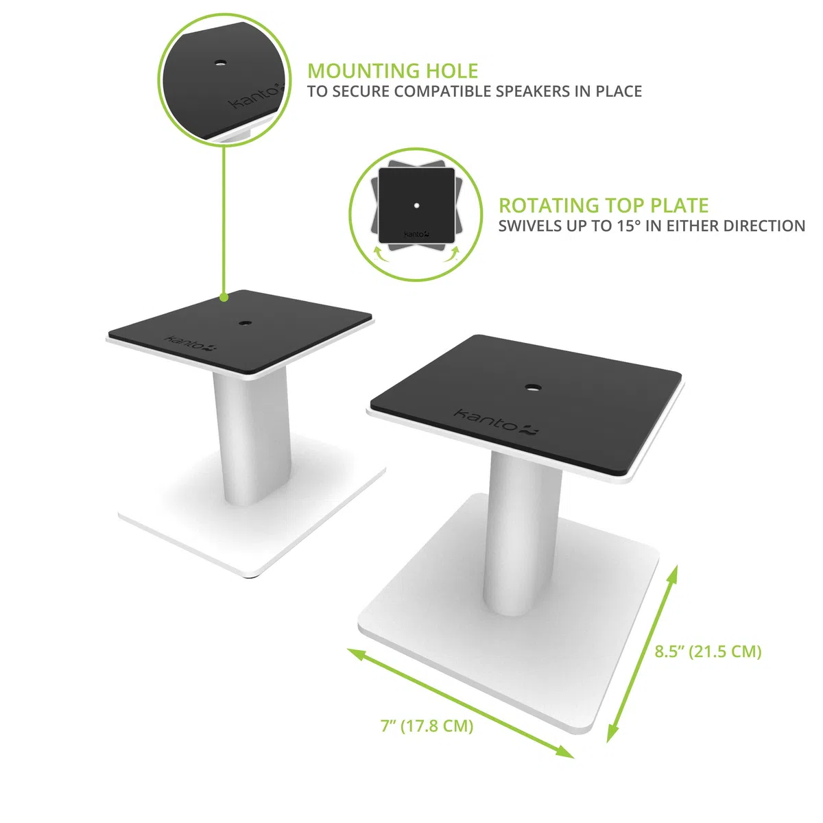 Kanto SP6HD - Supporti per altoparlanti da scrivania, per altoparlanti da scaffale medi/grandi e monitor da studio di medie e grandi dimensioni da 4” a 7”, altezza 15,2 cm, bianco, coppia