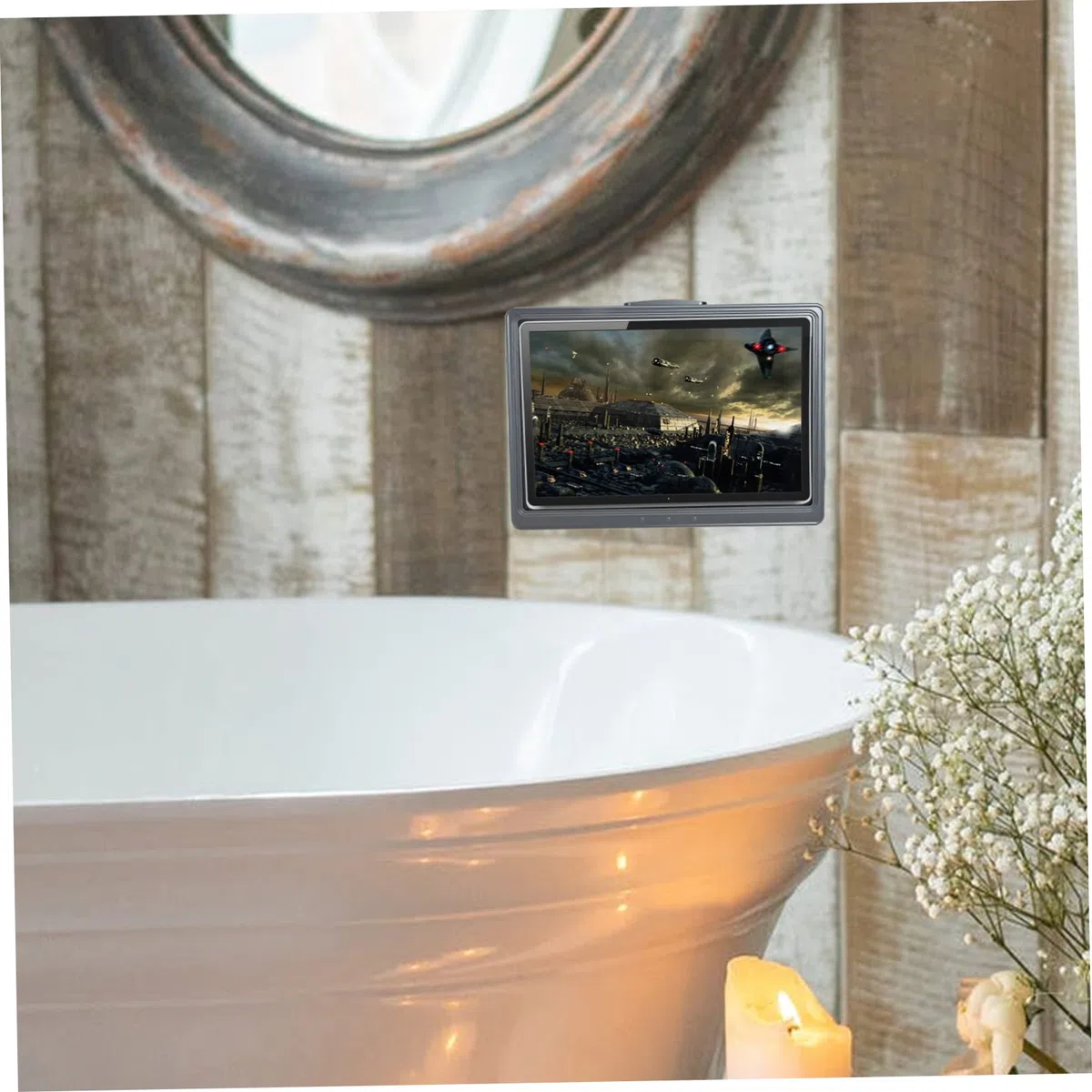 Artibetter Supporto da Muro per Telefono e Tablet in ABS e PET, Installazione senza Fori per Doccia e Bagno, Rotazione Facile e Resistente all'Acqua
