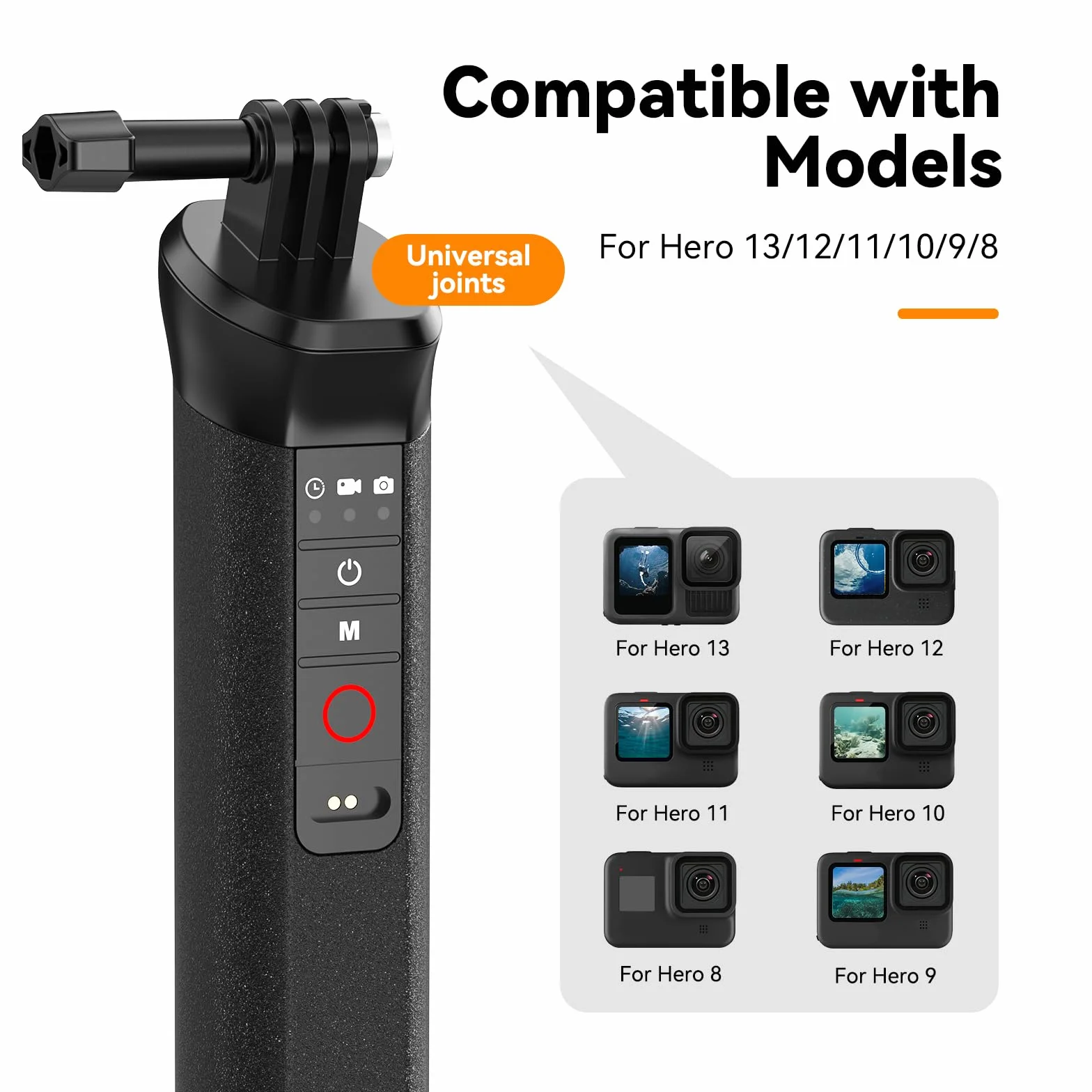 TELESIN Galleggiante Selfie Stick Impugnatura impermeabile con telecomando Bluetooth per GoPro Hero 13 Black, Hero 12 11 10 9 8 Black action camera