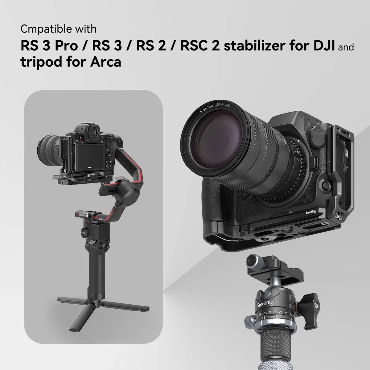 SMALLRIG Z 8 L Bracket per Nikon Z 8, Piastra a L a Sgancio Rapido per Arca Type, Passaggio Rapido Tra Scatto Orizzontale e Verticale - 3942