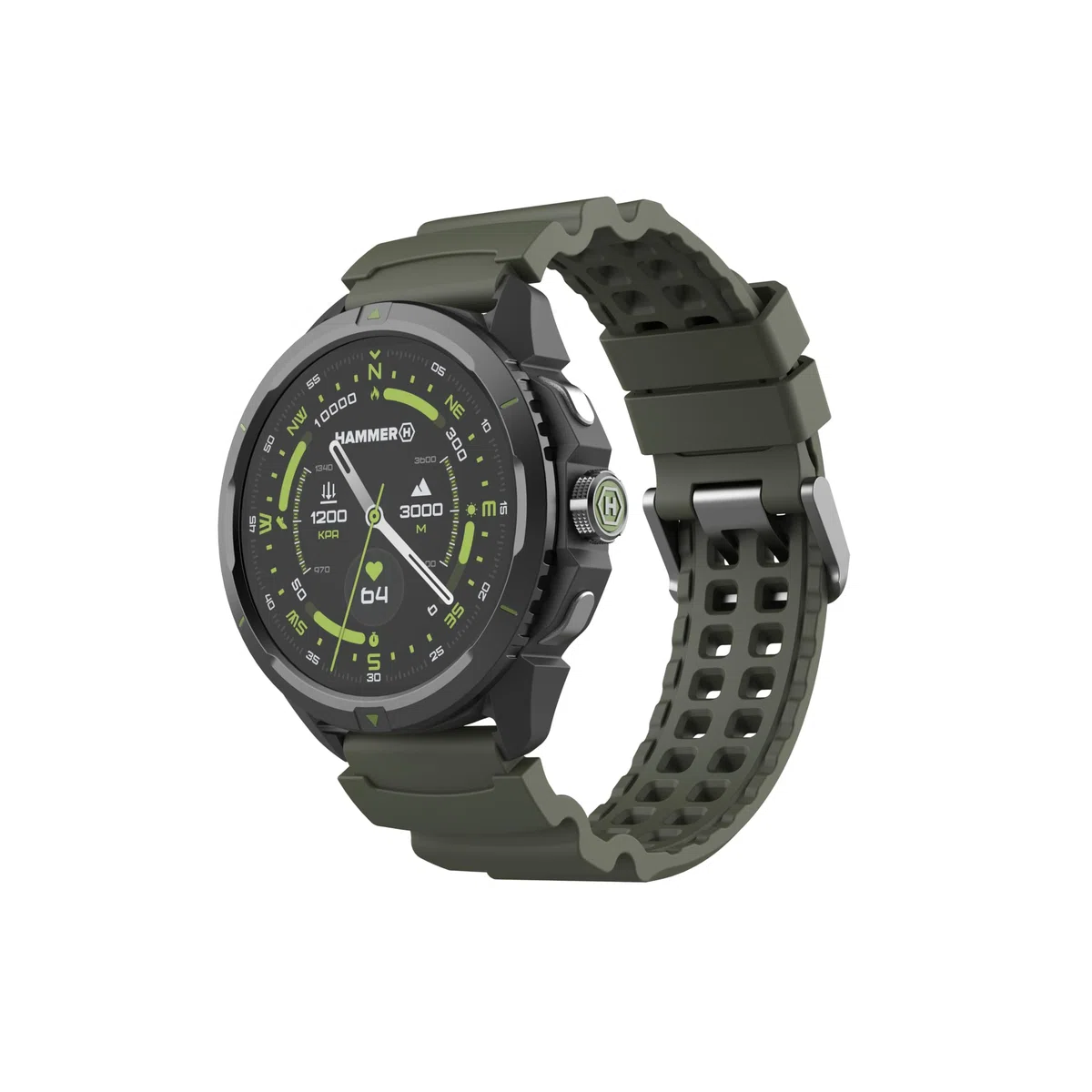 Hammer Watch 2 Edizione Militare, GPS, schermo AMOLED Gorilla Glass da 1,5 pollici, grande batteria da 530 mAh con fino a 15 giorni di autonomia con una singola carica, resistenza 5 ATM, tasto SOS