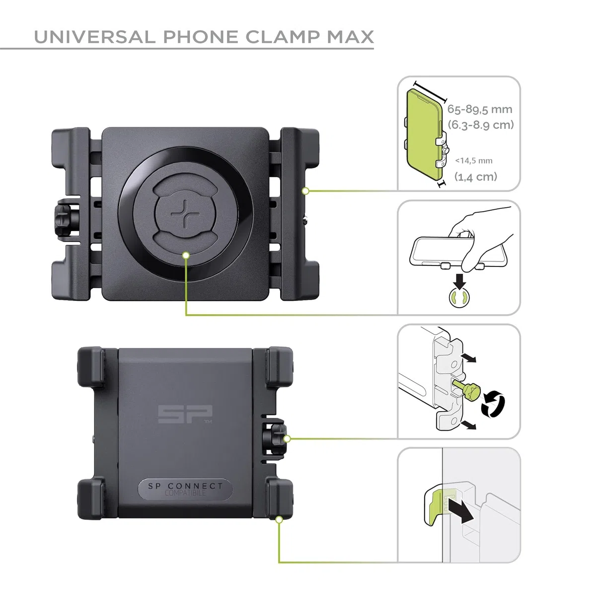 SP CONNECT Road Bike Bundle Universal Clamp | SPC+ | Supporto per cellulare bicicletta | Supporto per cellulare da corsa | Supporto per manubrio bici da corsa | Supporto per smartphone per bicicletta