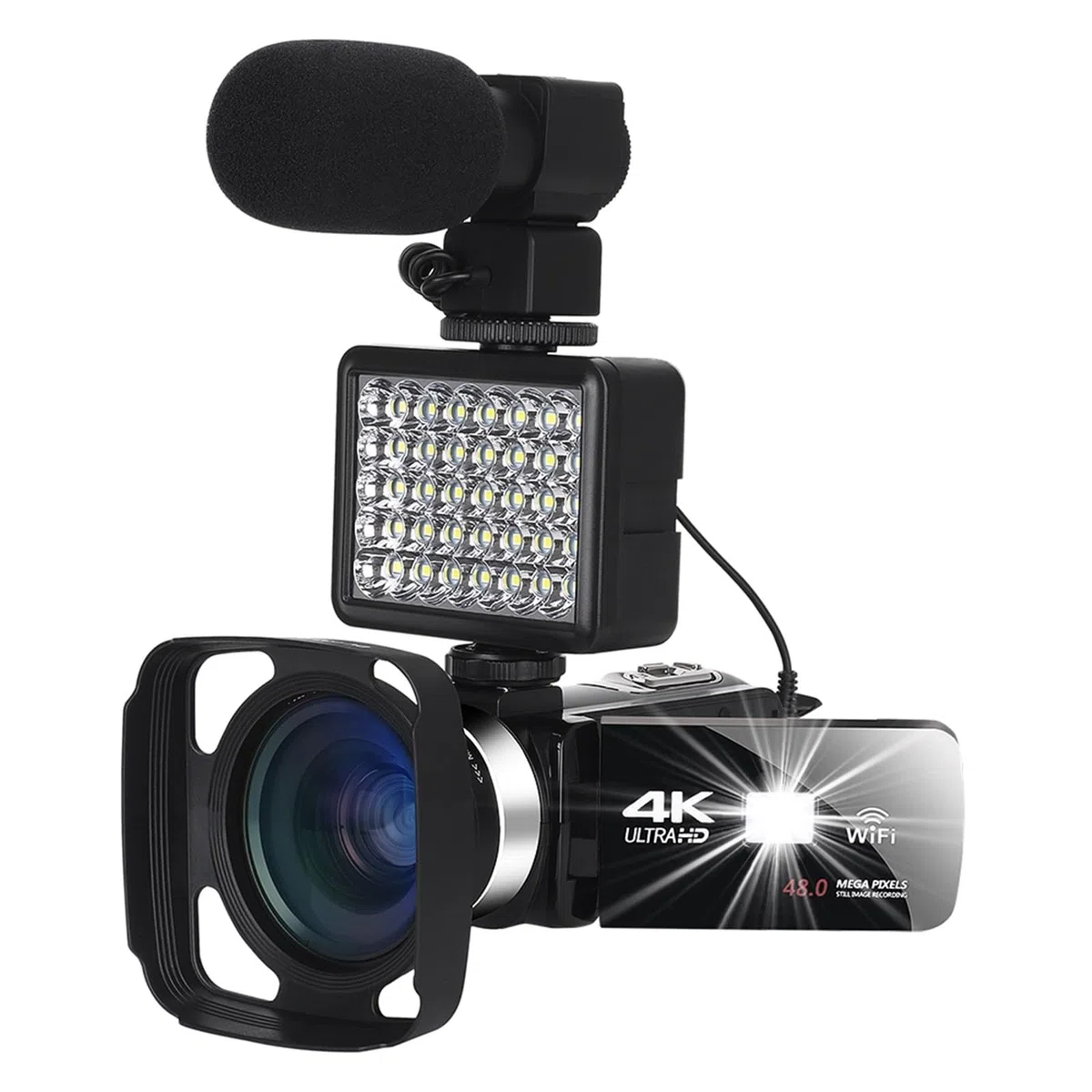 DELURA 18X Zoom 4K UHD Camcorder Live Streaming WiFi Webcam Videocamere for La Fotografia Visione Notturna IR All'aperto Telecamera HD (Size : 128G SD Card)