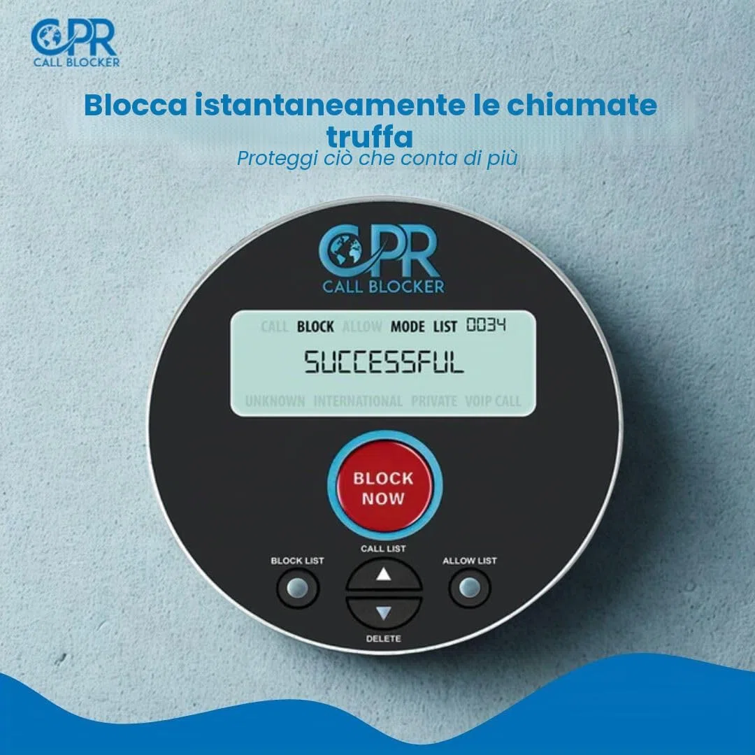 CPR Blocco Chiamate V10000 - Il Miglior Bloccatore di Chiamate d'Italia - Per Telefoni Fissi e Wireless - Blocca Fino a 12.000 Numeri con un Solo Tocco - Installazione Facile