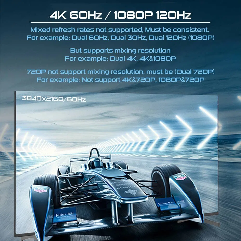 Splitter HDMI 2.0 1 in 2 Out 4K 60Hz, HDCP Bypass, Dolby Atmos, YUV 4:4:4, HDCP2.2/2.3, EDID, LPCM5.1/7.1, compatibile Roku, Apple TV, Fire Stick, lettore Blu-ray, PS5/4/3, Xbox e altro ancora