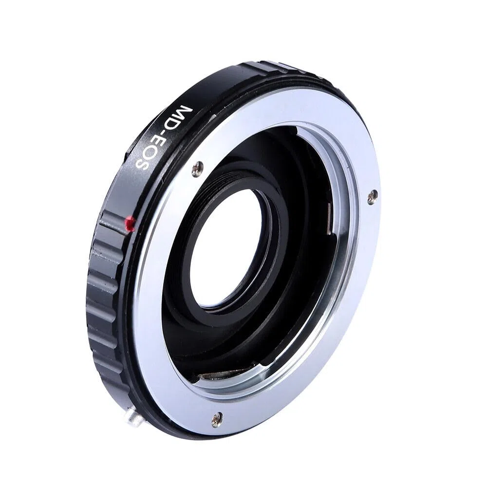 ANELLO ADATTATORE PER OBIETTIVI CON ATTACCO COMPATIBILE CON Minolta MD PER FOTOCAMERA CON ATTACCO COMPATIBILE CON Canon EOS MD-EOS CON LENTE PER MESSA A FUOCO FINO ALL'INFINITO