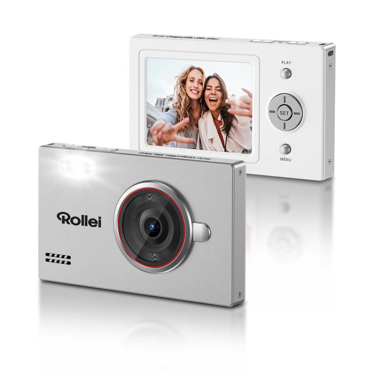 Fotocamera Digitale Rollei Compactline Slim Silver 80MP 4K Macchina Fotografica con Cattura Sorriso Ultrasottile Camera Compatta e Portatile per Principianti, Fotocamera-Digitale-Macchina-Fotografica