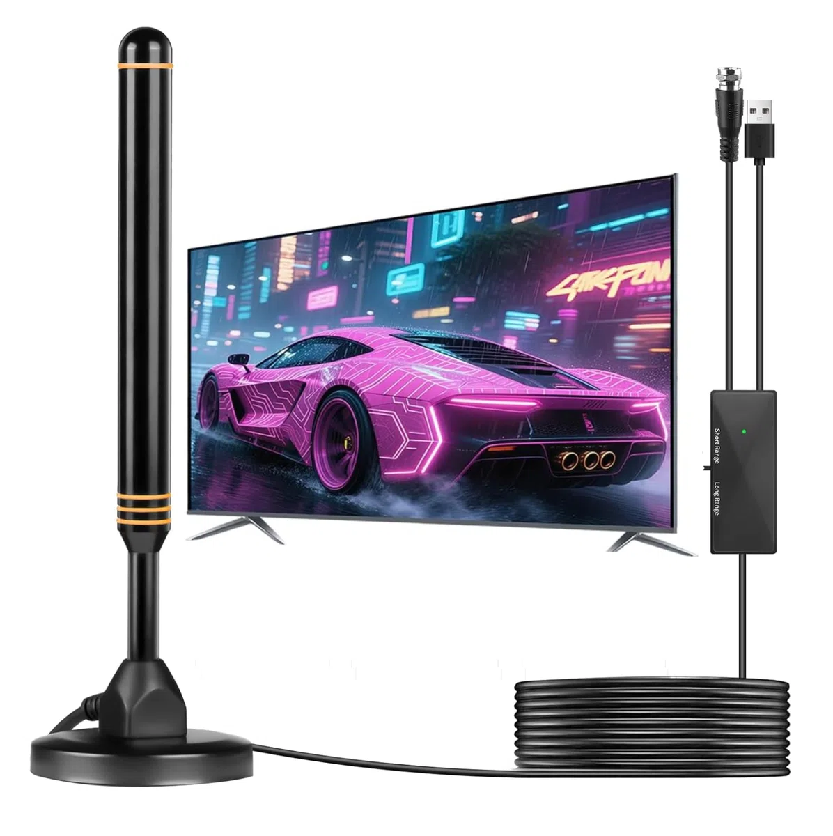 Antenna TV da interni per Smart TV HD Antenne digitali per canali locali Ricezione a lungo raggio Supporta 4K 1080p UHF VHF tutti i vecchi televisori