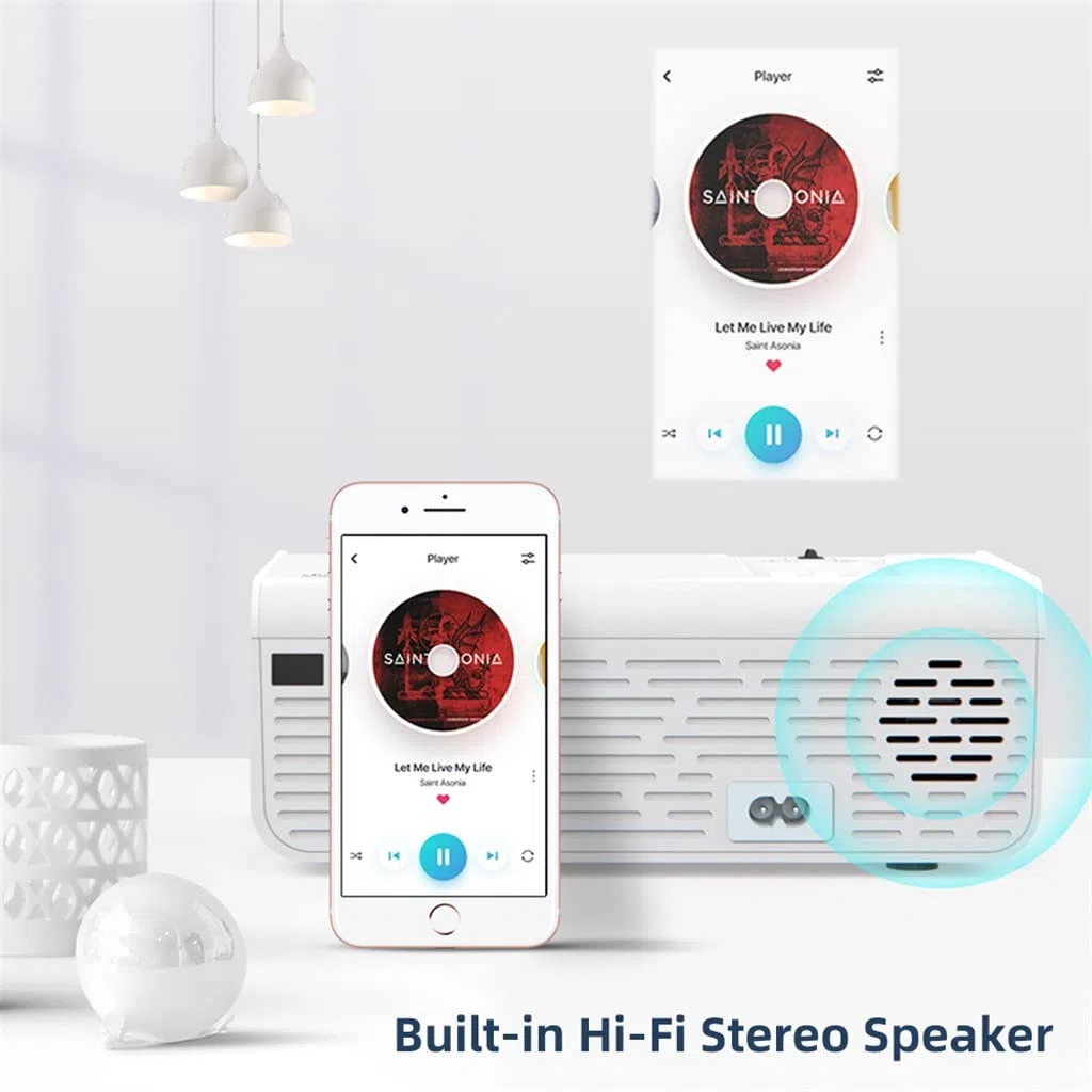 Mini Proiettore T4 da 3600 Lumen, Supporta Un Proiettore LED Full HD 1080P, Grande Schermo, Proiettore Video Intelligente per Home Theater Portatile,