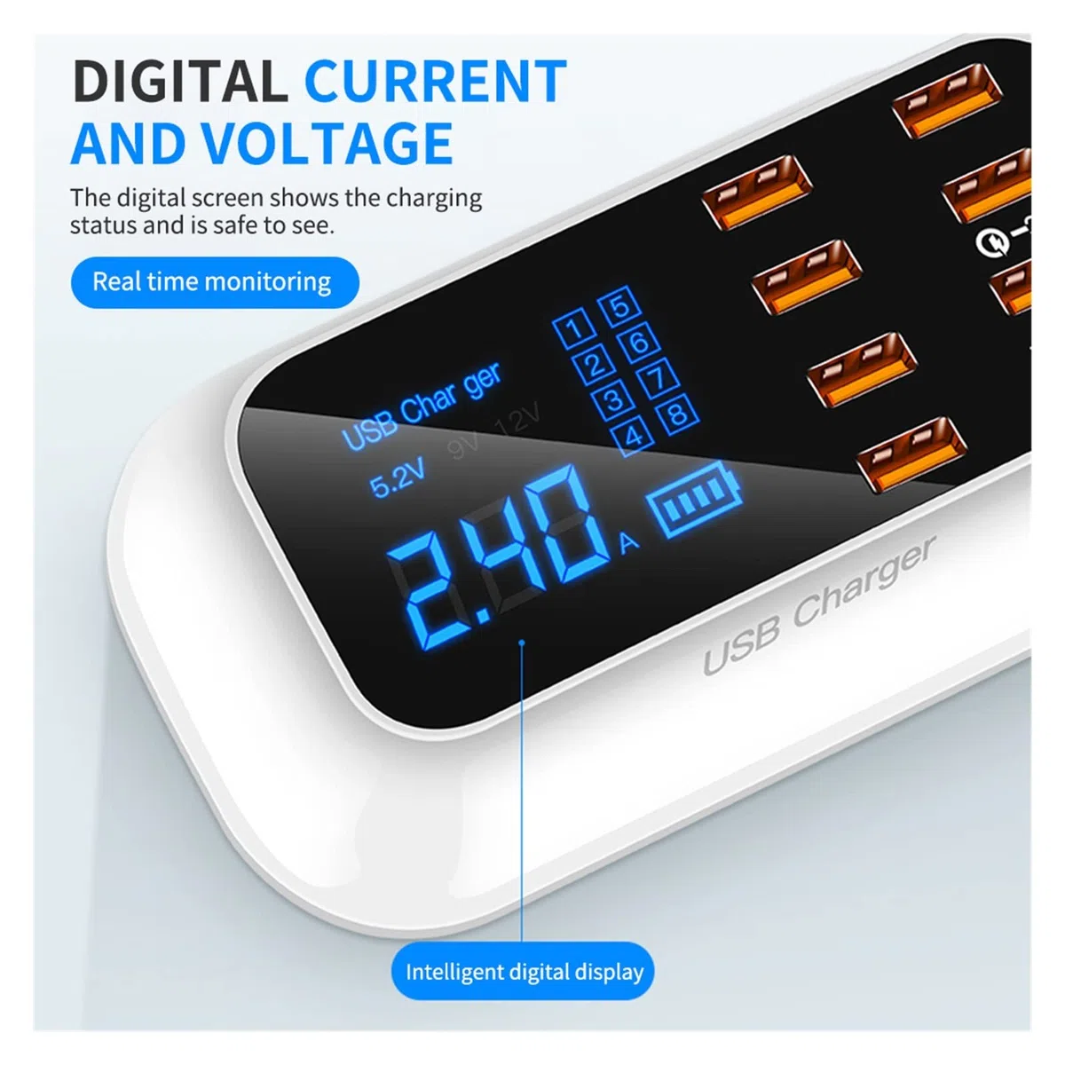 Caricatore USB multiplo, Caricabatterie USB universale universale con supporto for telefono Adattatore da parete con presa di ricarica rapida Hub compatibile con cellulare, tablet e altro per più disp