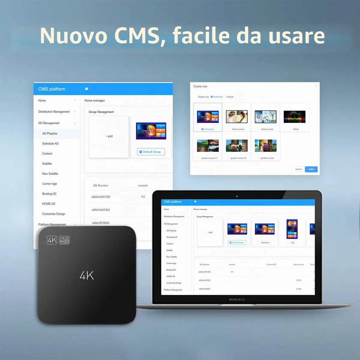 Digital Signage Media Player Box Free Cloud CMS System Trasforma il tuo TV in display pubblicitario... (YM05/1+8G)