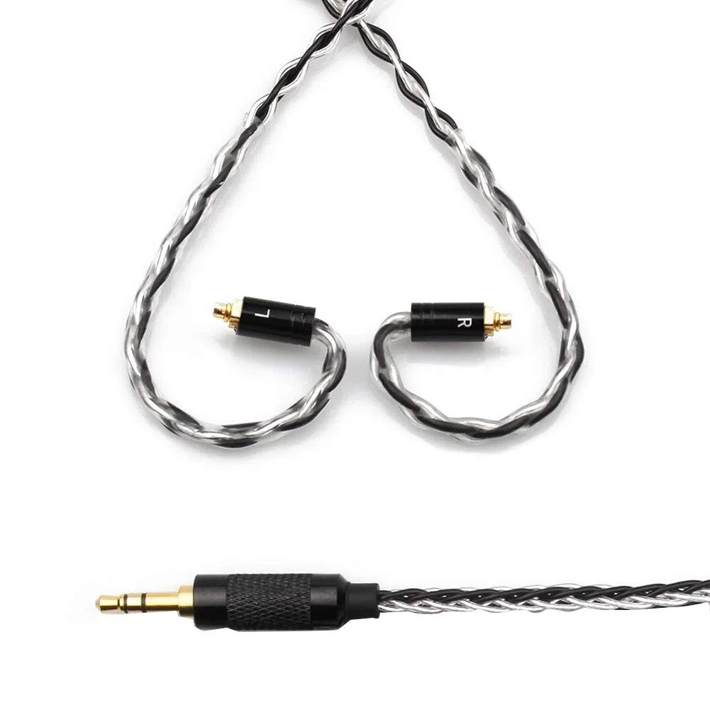 Jangona - Cavo MMCX per auricolari da 3,5 mm, per SE215, SE315, SE425, SE535, SE846, Logitech UE900, Weston W40, W50, W60, W80, 8 fili, per donne, ragazzi, ragazze, uomini, donne (nero e bianco)