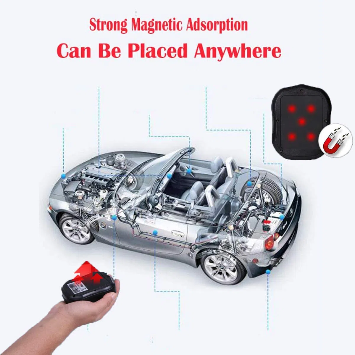 TKSTAR GPS Tracker, Tracker GPS per veicoli in tempo reale impermeabile portatile dispositivo di tracciamento magnetico per 90 giorni di standby, sistema di monitoraggio e monitoraggio libero TK905