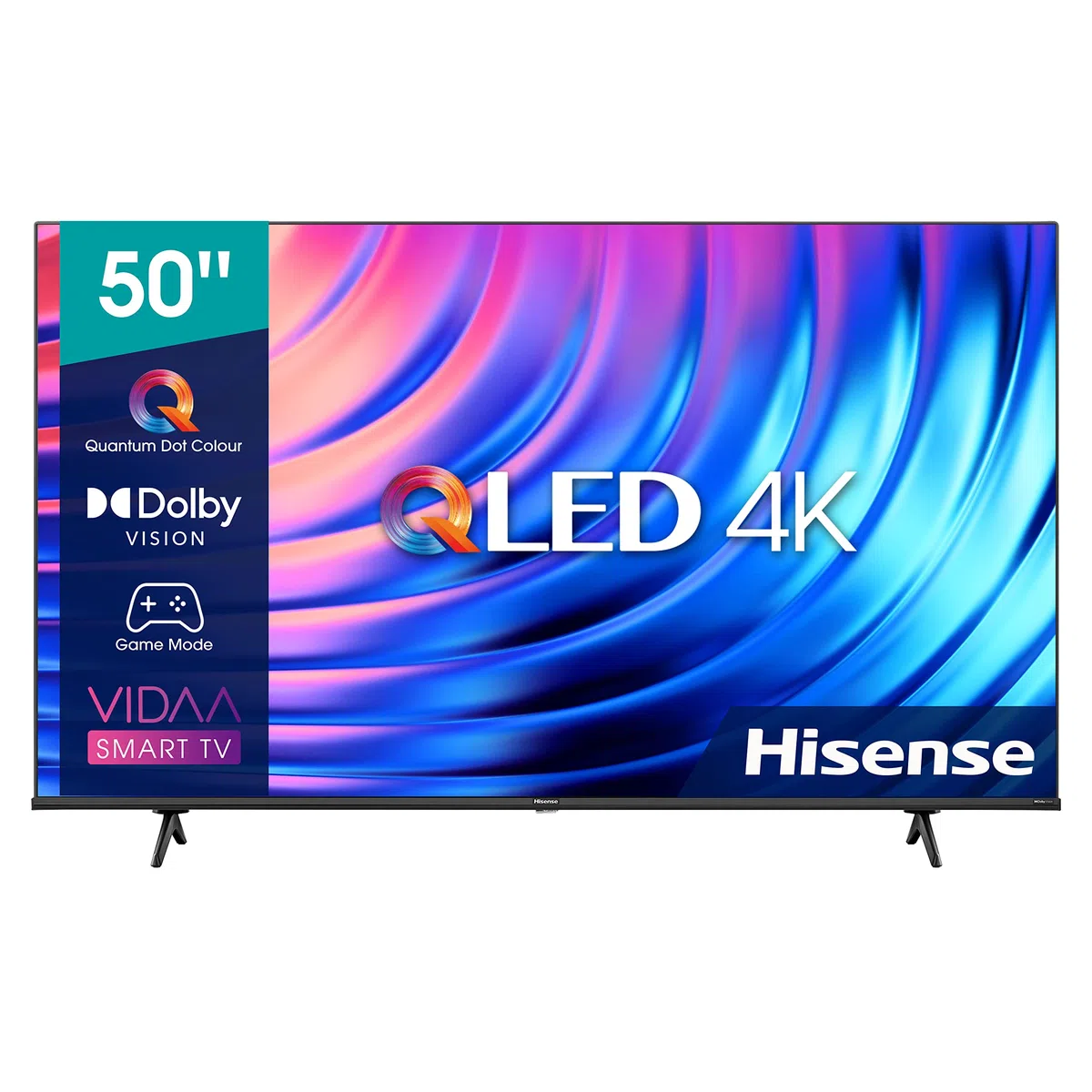 Hisense 50" QLED UHD 50E78HQ, Smart TV VIDAA 5.0, HDR Dolby Vision, VA, Controlli vocali Alexa, Tuner DVB-T2/S2 HEVC 10, lativù 4K, Nero, 50"