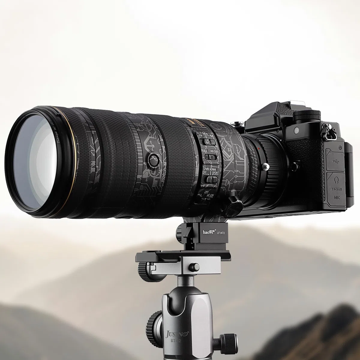 Haoge LF-N72 - Anello adattatore per treppiede per Nikon AF-S Nikkor 70-200 mm f2.8G ED VR I II, 70-200 mm f2.8E FL ED VR e 500 mm f5.6E PF ED VR con piastra a sgancio rapido Arca Swiss integrata