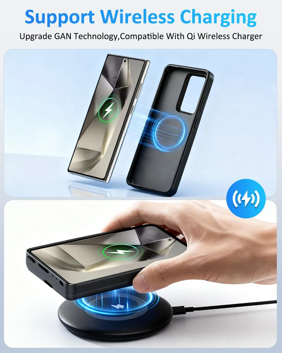 Custodia con Batteria per Samsung Galaxy S24 Ultra (6,8''), 15000mAh Cover Batteria Portatile di Ricarica Wireless Ricaricabile Magnetica Power Bank Caricabatterie con Tecnologia GAN
