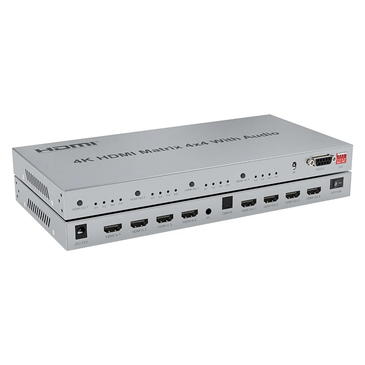 Matrix HDMI 4X4 con Audio, 4K@30Hz Switch 4 in 4 Out con Estrattore Audio, Selettore Splitter Supporto HDR HDCP2.2 EDID