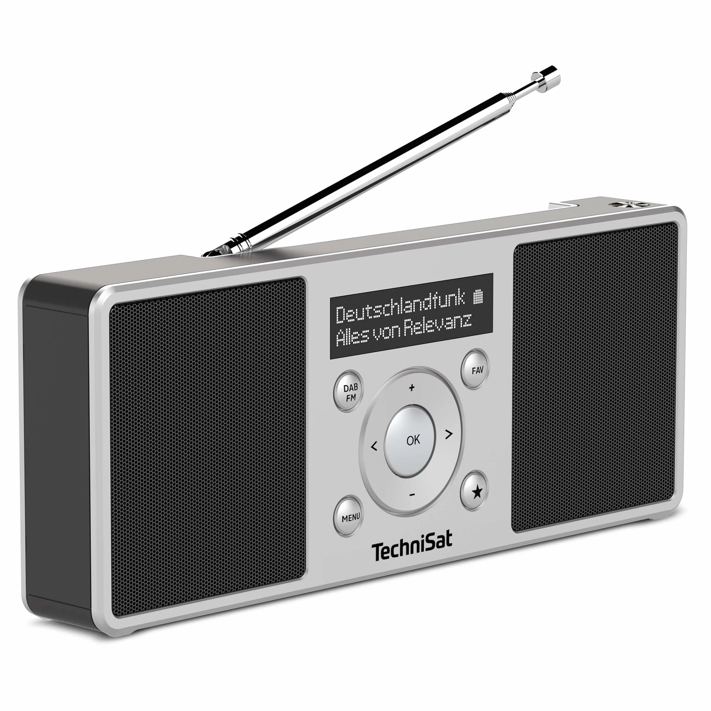 TechniSat DIGITRADIO 1 S - radio DAB stereo portatile con batteria ricaricabile (DAB+, FM, FM, altoparlante, jack per cuffie, memoria preferiti, display OLED, 2 W RMS) argento/nero