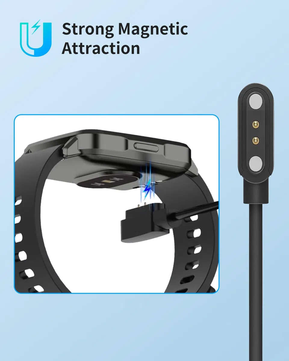 Caricabatterie per smartwatch ENOMIR IDW20, 100 cm, 2 pin, USB, portatile, magnetico, cavo di ricarica per smartwatch ENOMIR IDW20, confezione da 2