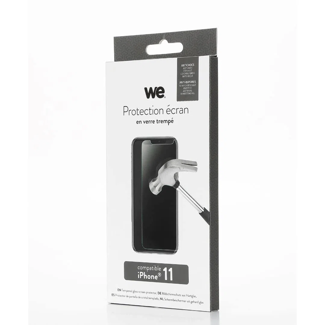 WE - Pellicola di protezione schermo in vetro temperato per iPhone 11, antigraffio, antibolle d'aria, ultra resistente, durezza 9H