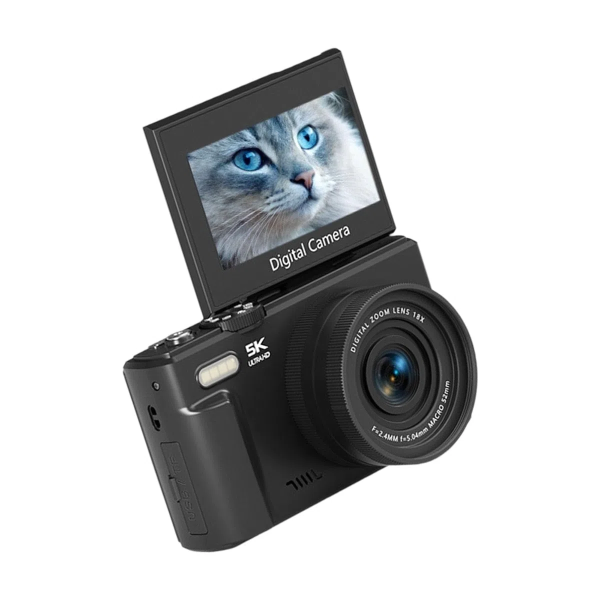 Fotocamera digitale ad alta risoluzione da 75 MP Video 5K Schermo flip a 180 ° Condivisione WiFi Zoom 18X Messa a fuoco automatica Fotocamera amichevole per principianti con schermo