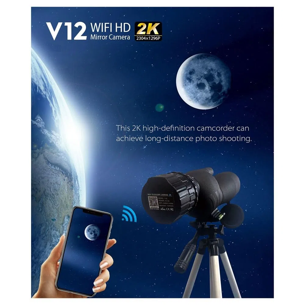 2K 4 milioni di Oculari WiFi elettronici ad alta risoluzione, telescopi, birdwatching e altri calibri multiuso, facile da installare