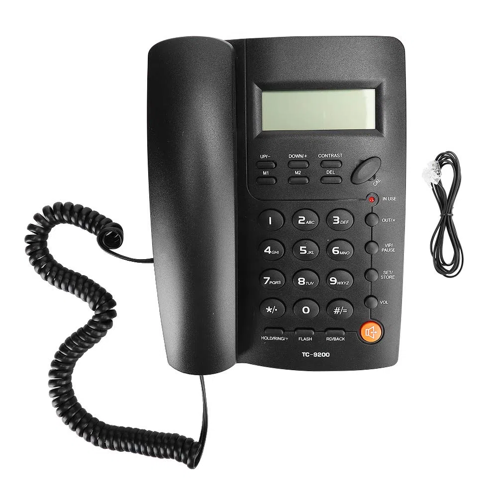 Telefono Fisso con Filo, Telefono Fisso Vivavoce da Tavolo Supporto telefonico cablato ricomposizione e richiamata, Funzione Flash per Ufficio/casa/Azienda/Camera degli Ospiti