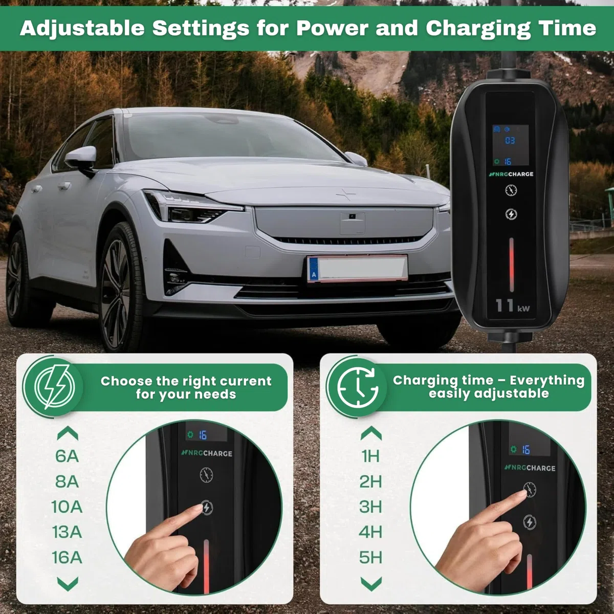Cavo di ricarica tipo 2 con spina CEE [3 fasi, 7 m, 6-16 A] - stazione di ricarica da parete mobile e caricabatterie EV - ricarica rapida auto elettrica - compatibile con VW, Tesla, BMW
