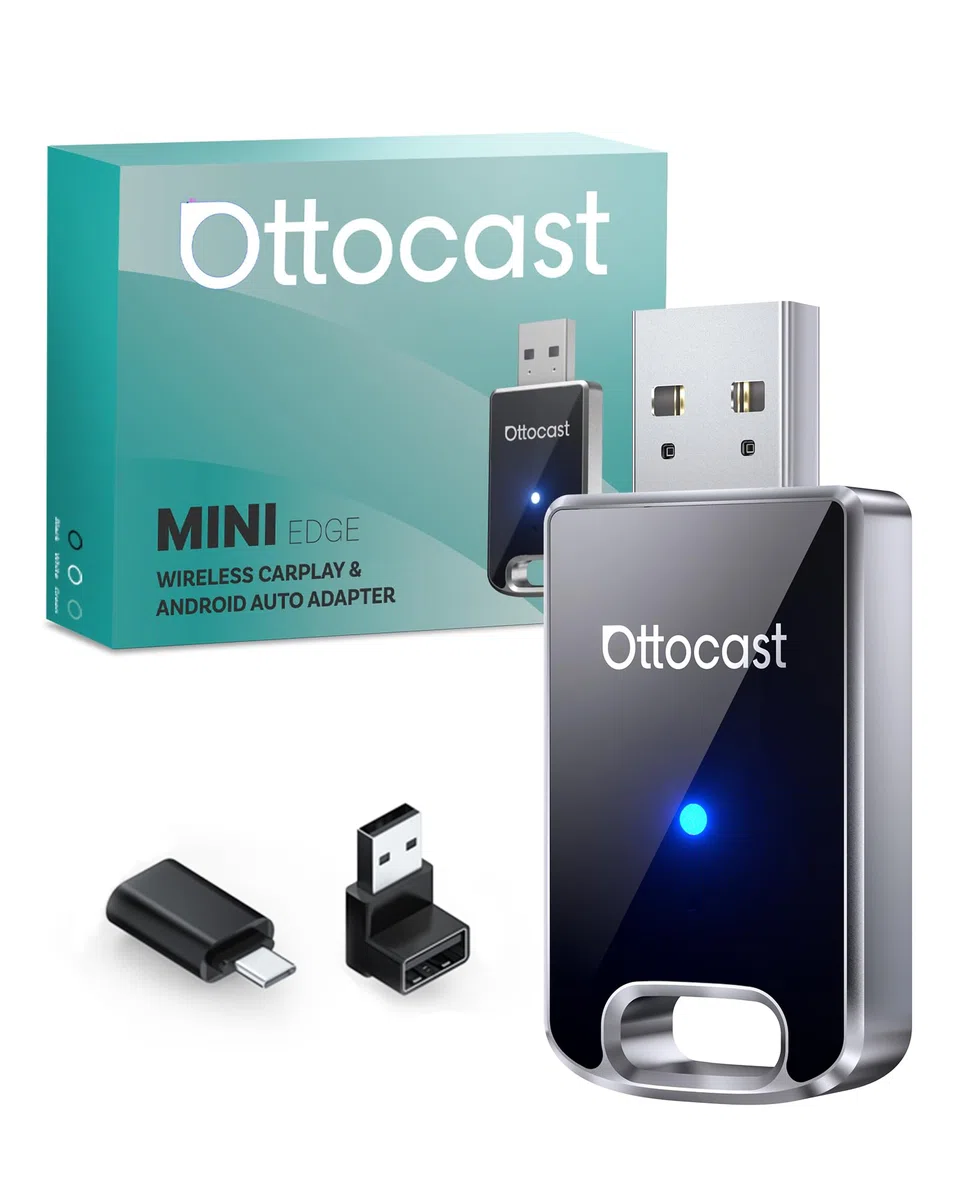 OTTOCAST Edizione 2026 Adattatore wireless per CarPlay & Android Auto, convertitore 2 in 1 da cablato a wireless, Plug & Play, riconnessione automatica, configurazione facile, ultra compatto