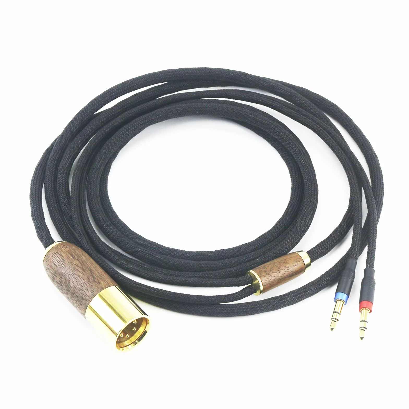 Cavo bilanciato XLR a 4 pin 6N OCC rame placcato argento guscio in legno noce compatibile con cuffie Hifiman Ananda, Sundara, Arya, HE400SE, HE4XX, HE-400i (versione 2 x 3,5 mm) 3 m