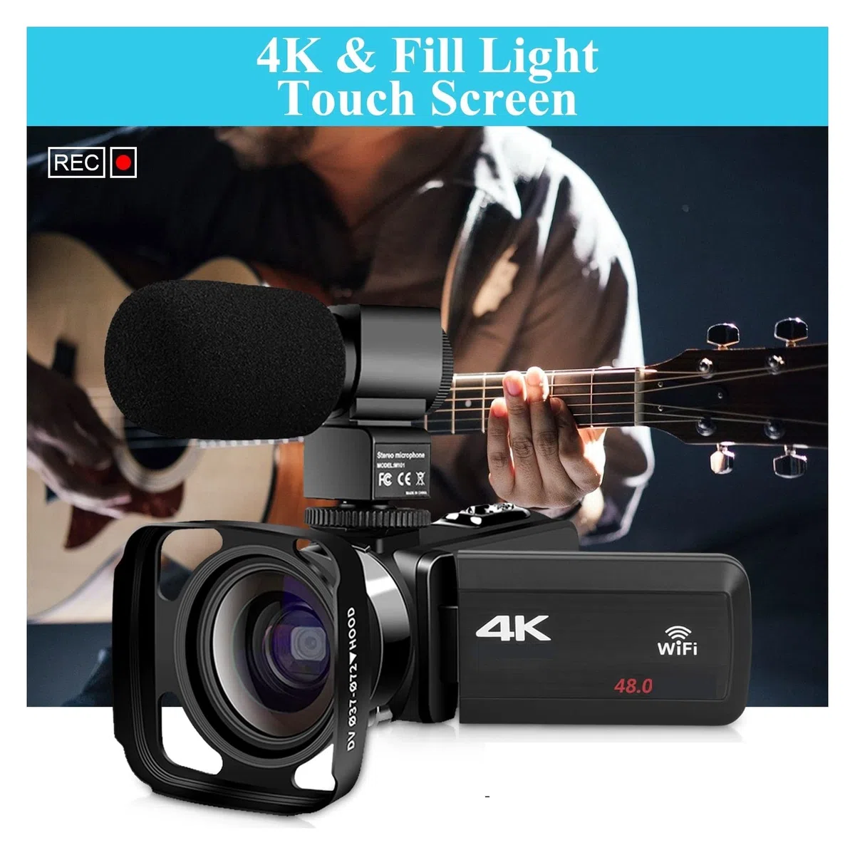 Videocamera Full 4K Videocamere digitali professionali Streaming live Fotografia 18X Registratore Vlog Webcam Ultra HD Regalo per principianti(128G SD Card,Camera Knit 3)