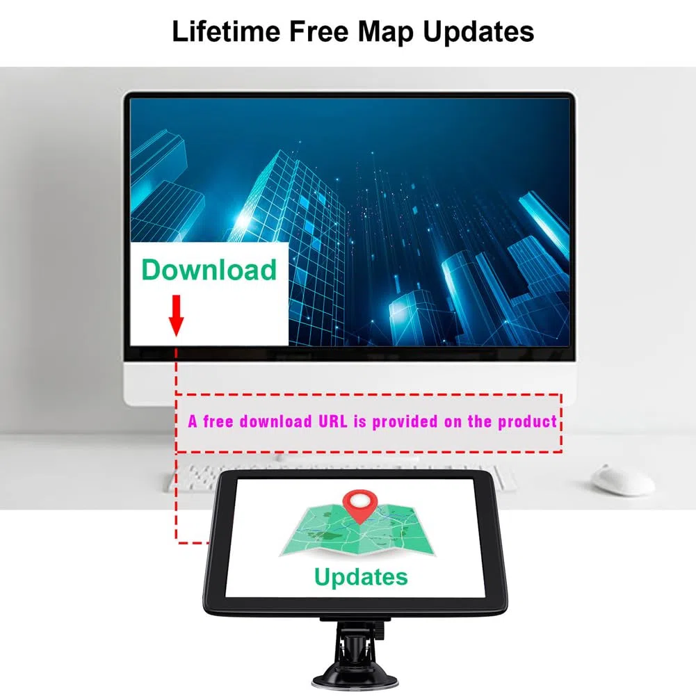 Navigatore Satellitare per Auto, 5 Pollici Touch Screen HD, GPS Portatile, Trasmettitore FM, Monitor 256 MB + 8 G, Promemoria Vocale, Mini USB