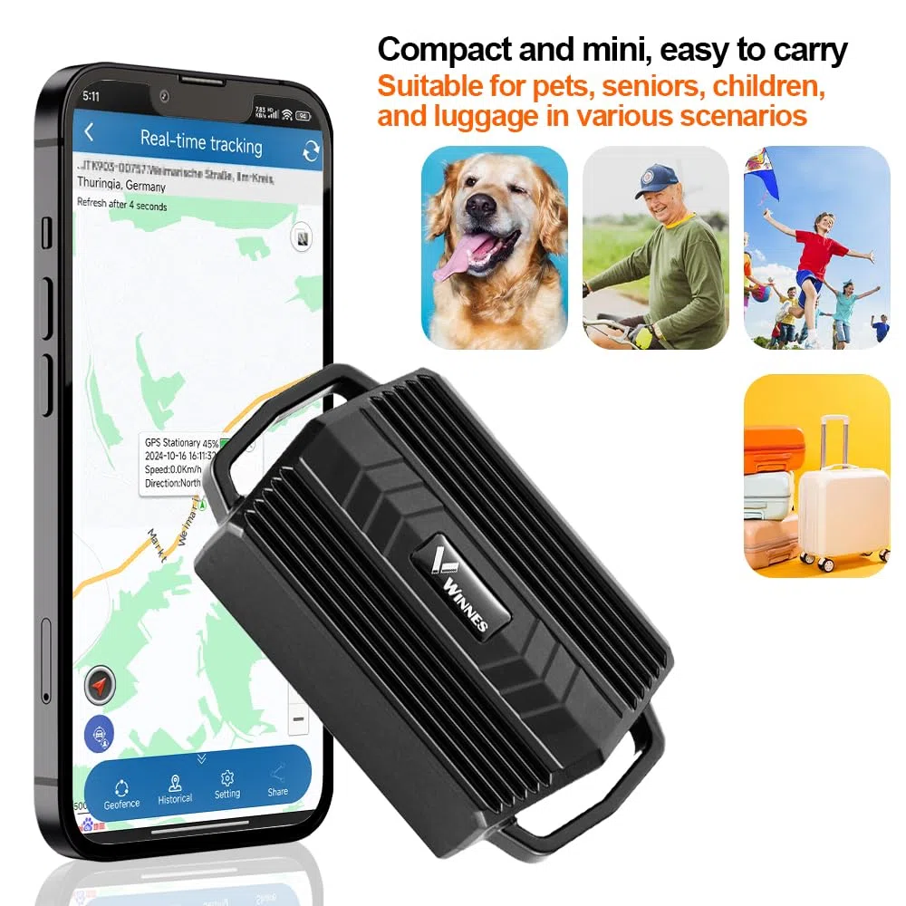 Winnes Localizzatore GPS con Colletto per Cani, Caccia, Mucca, Cavallo, Pecora, Cammello - IP66 Impermeabile, Portata Illimitata in Tempo Reale Senza Abbonamento per Grandi Animali (TK935)