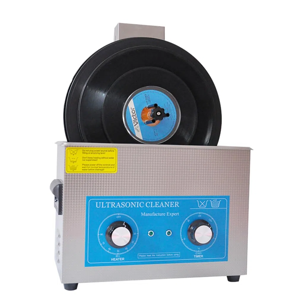 Detergente ultrasonico per dischi in vinile da 6,5 l, vibrazione a doppia frequenza, timer e controllo della temperatura, pulisce da 1 a 6 dischi