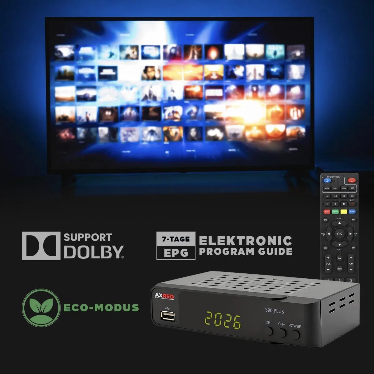 [ Test MOLTO BUONO, Note 1.1 *] AXRED S90 Plus HD ricevitore satellitare + cavo satellitare, con funzione di registrazione, compatibile HD, ricevitore satellitare digitale per parabola satellitare