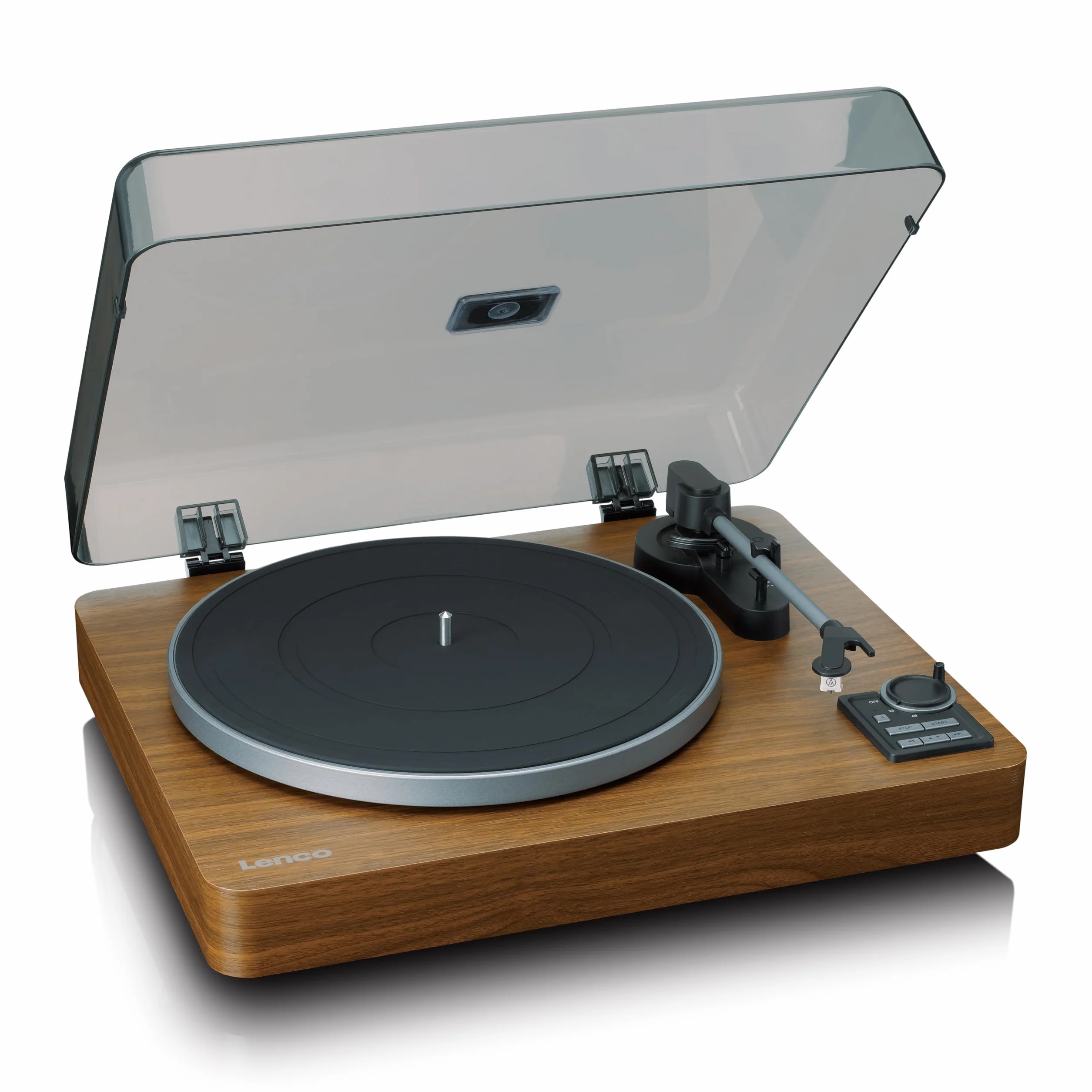 Lenco LBTA-165WD Giradischi, Giradischi Vinili, Bluetooth, automatico - Corpo in legno - Piatto in metallo e pickup AT3600L - Auto Start & Auto-Return - (33/45 giri/min) - Integrato - Legno