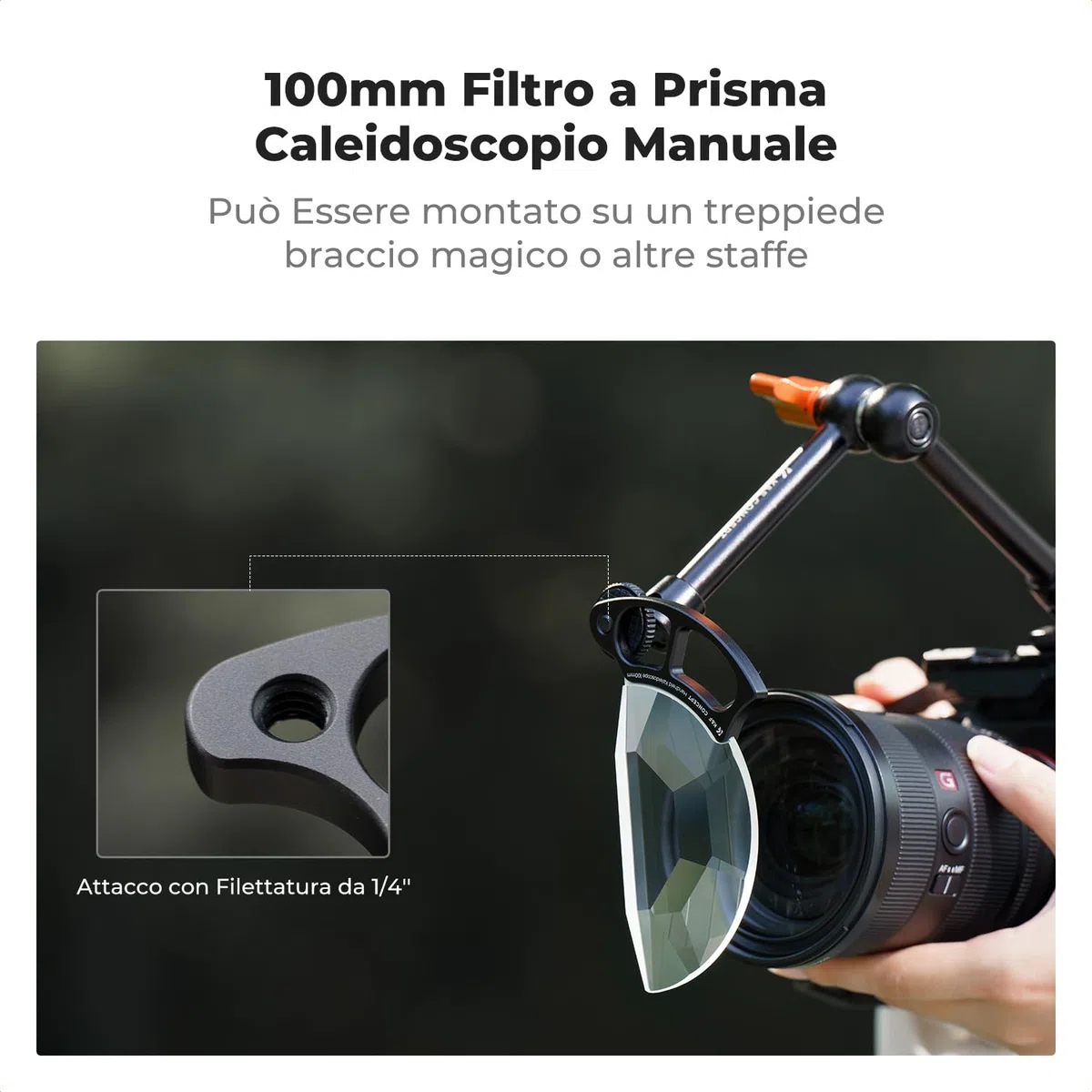 K&F CONCEPT Nano-Basic 100MM Filtro per Obiettivo a Prisma Caleidoscopico, Prisma Filtro Effetti Speciali in Vetro Ottico con 3 Panni di Pulizia