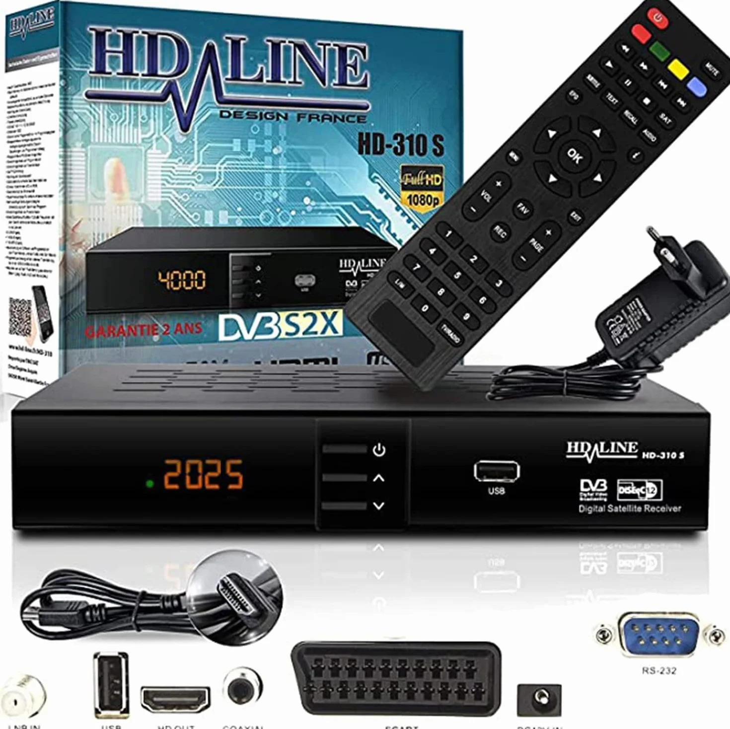hd-line Ricevitore satellitare HDMI, DVB S2, per HD, digitale TV DVB-S Solo per i canali tedeschi