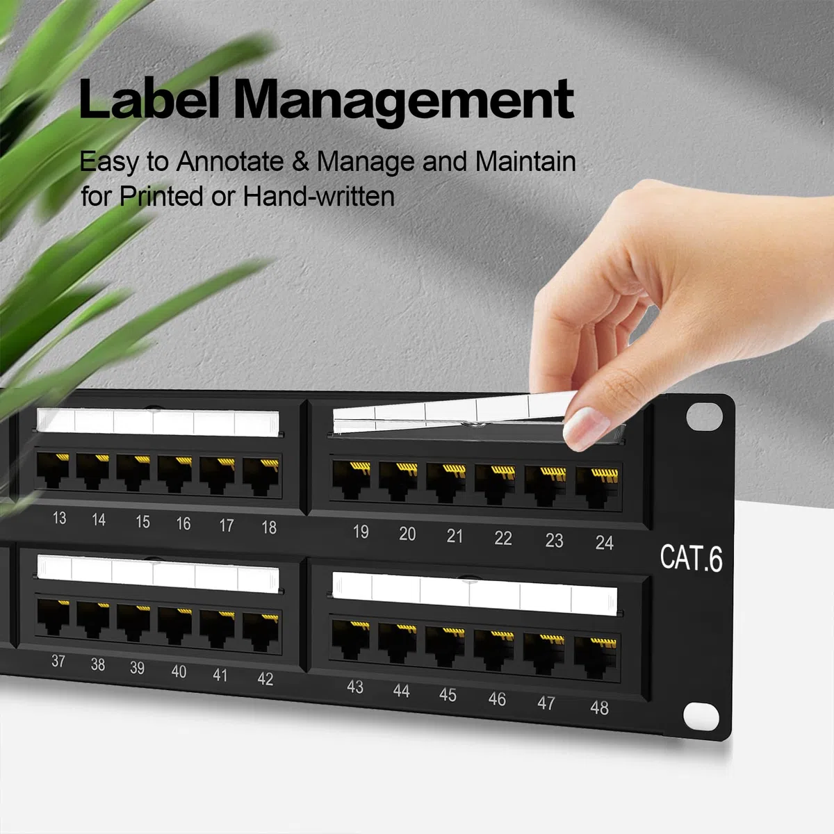 Patch Panel 48 porte montaggio a rack o montaggio a parete Cat6 2U Patch Panel di rete 19" RJ45 Patch Panel per rete 10 Gigabit, 110 o Krone Impact Tools compatibile (Cat6)
