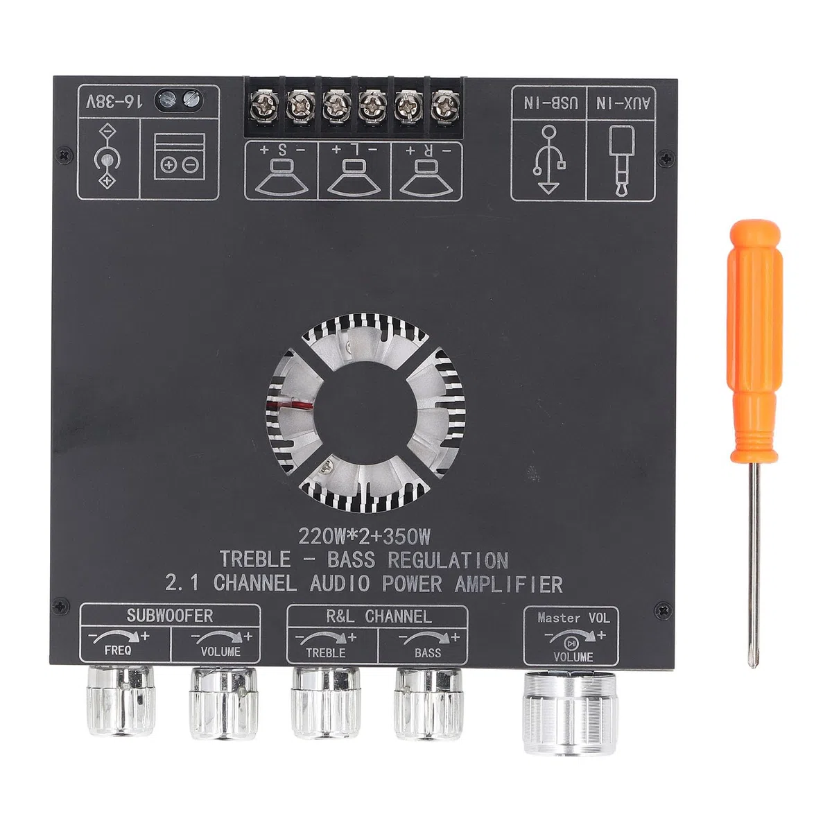 Jiawu TPA3255 Modulo Amplificatore di Potenza 2.1 BT5.1 Ingresso Scheda Audio USB AUX Scheda Amplificatore DC16-38V per Home Theater