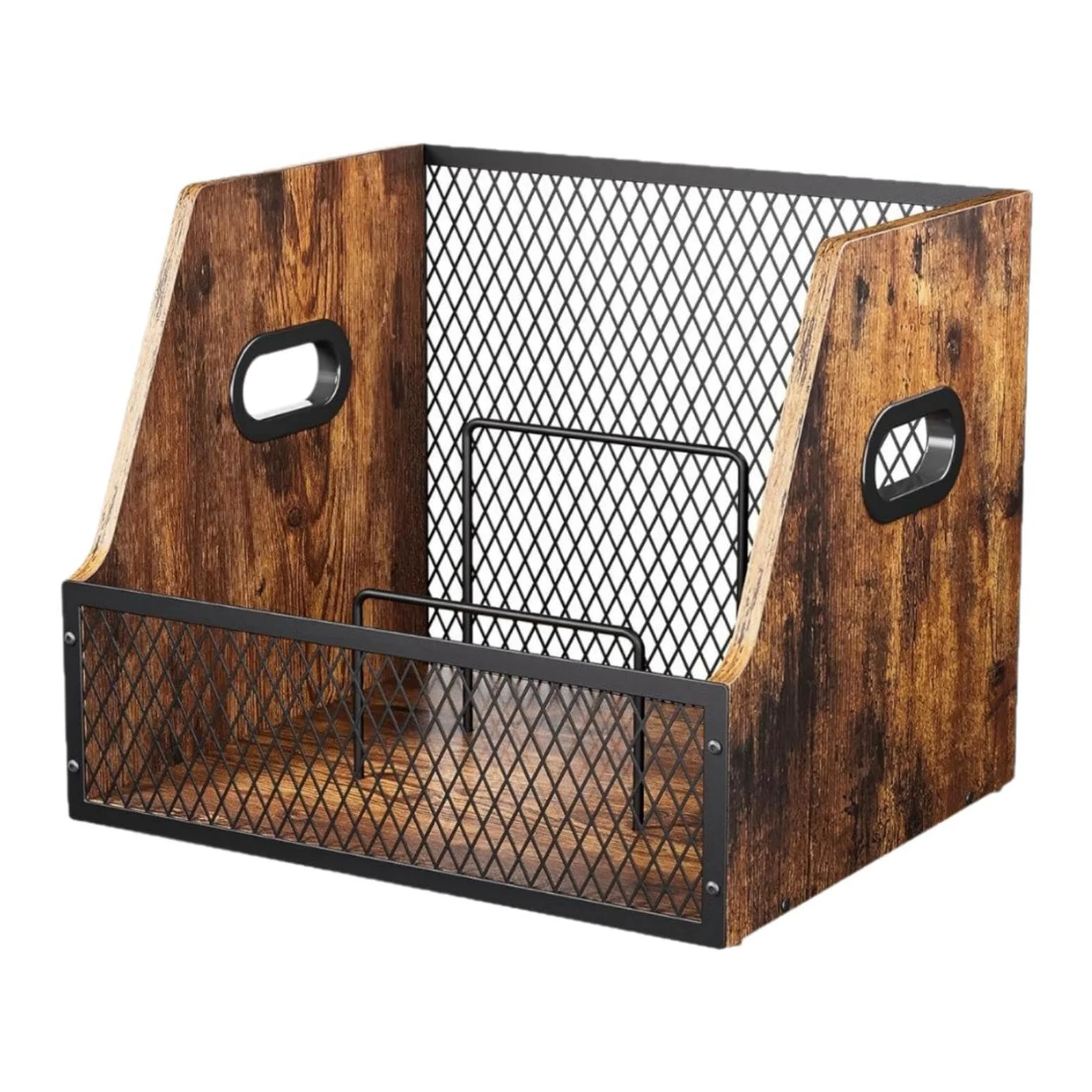 Porta Dischi Vinile Scatola Archivio LP Multifunzione in Legno Retro con Struttura Maniglie Trasporto Organizer Desktop Libreria Adatto per